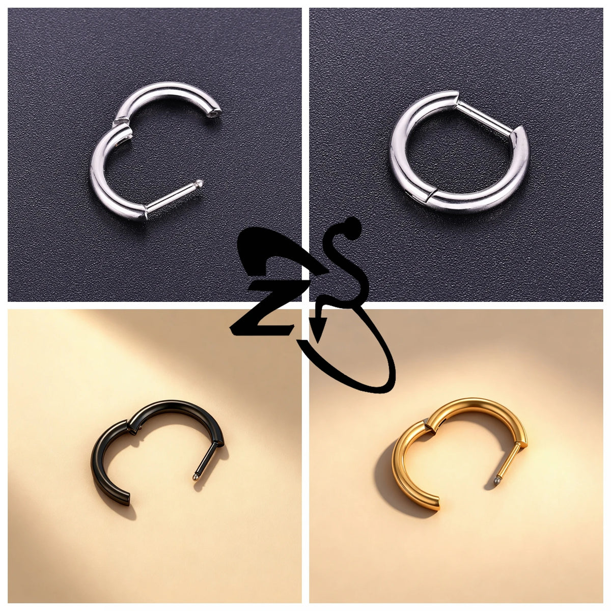Titanium 18G hoop earrings for helix and cartilage piercings by HSF Marketplace