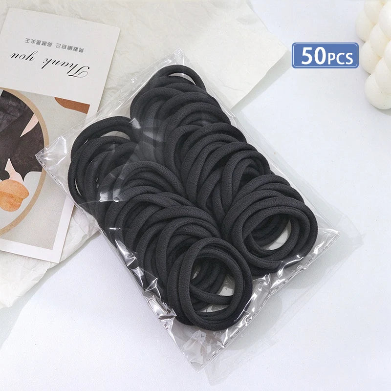 50/100Pcs Mixed Color Hair Rubber Bands,Women High Elastic Hair Ties,Korean Ponytail Holders,No Damage Hair Headbands