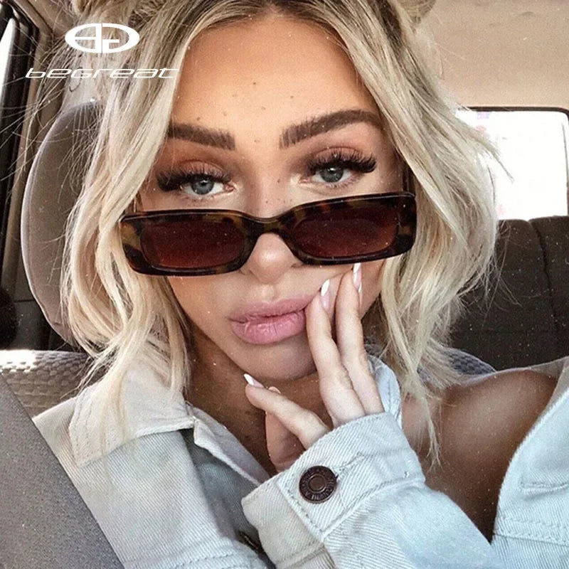 BEGREAT retro small rectangle sunglasses with vintage frame and UV400 lenses for women