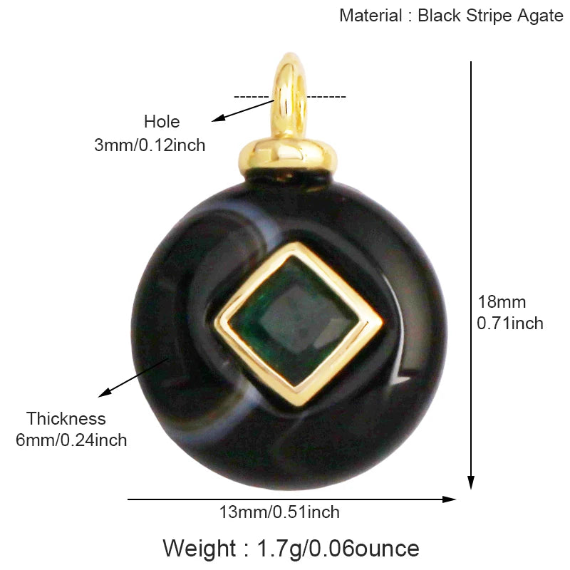 Jewelry pendant featuring jade agate, amethyst, amazonite, water grass, and lapis lazuli stones on 18K gold-plated chain.