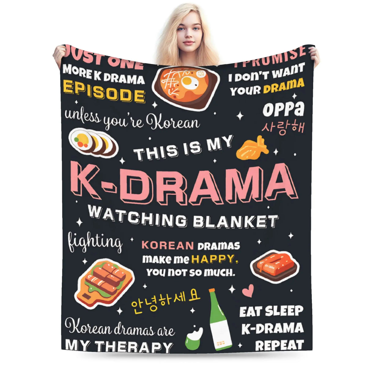 K-Drama plush blanket by HSF Marketplace with a soft, cozy design for K-culture fans