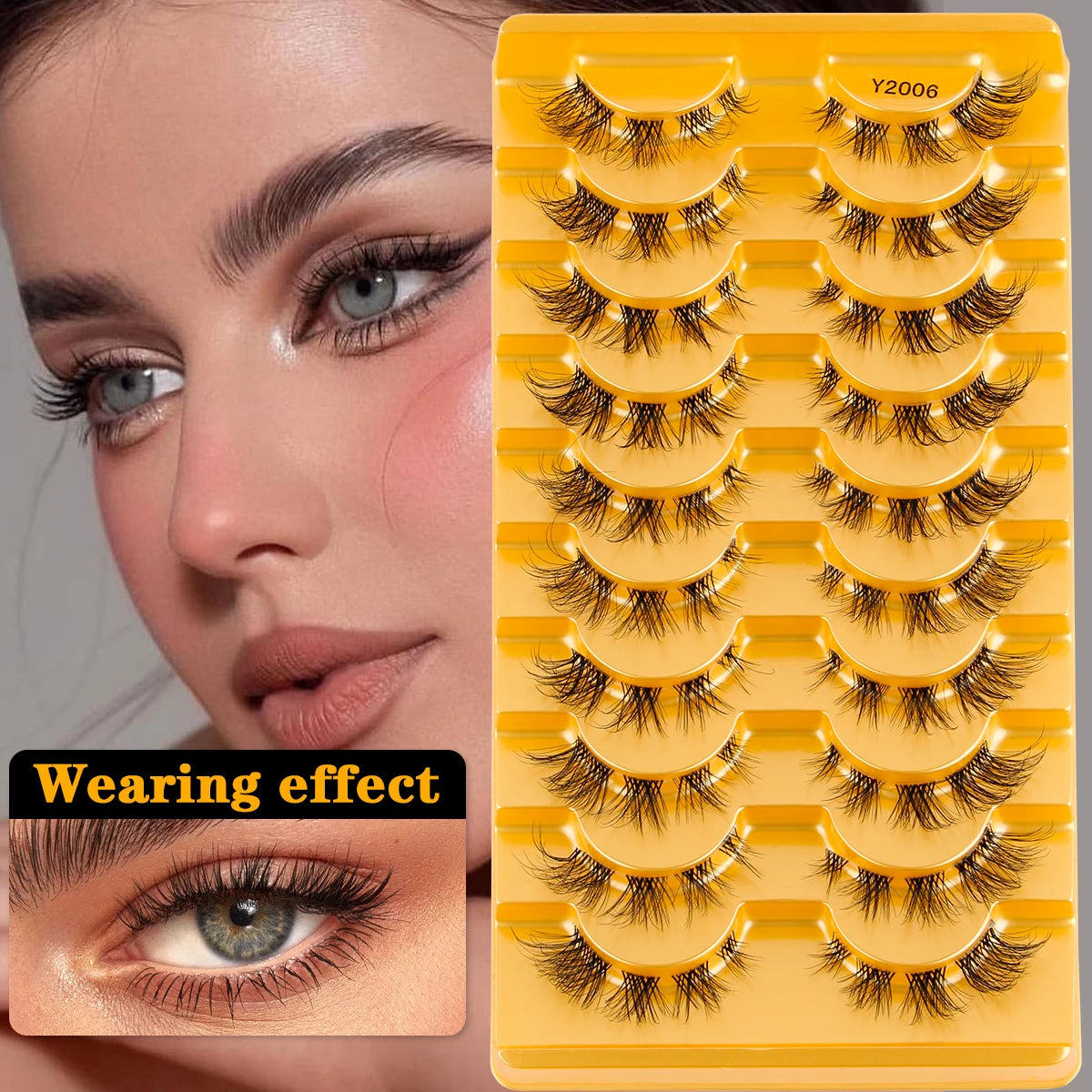 Natural full 3D false eyelashes for cat eye looks by HSF Marketplace