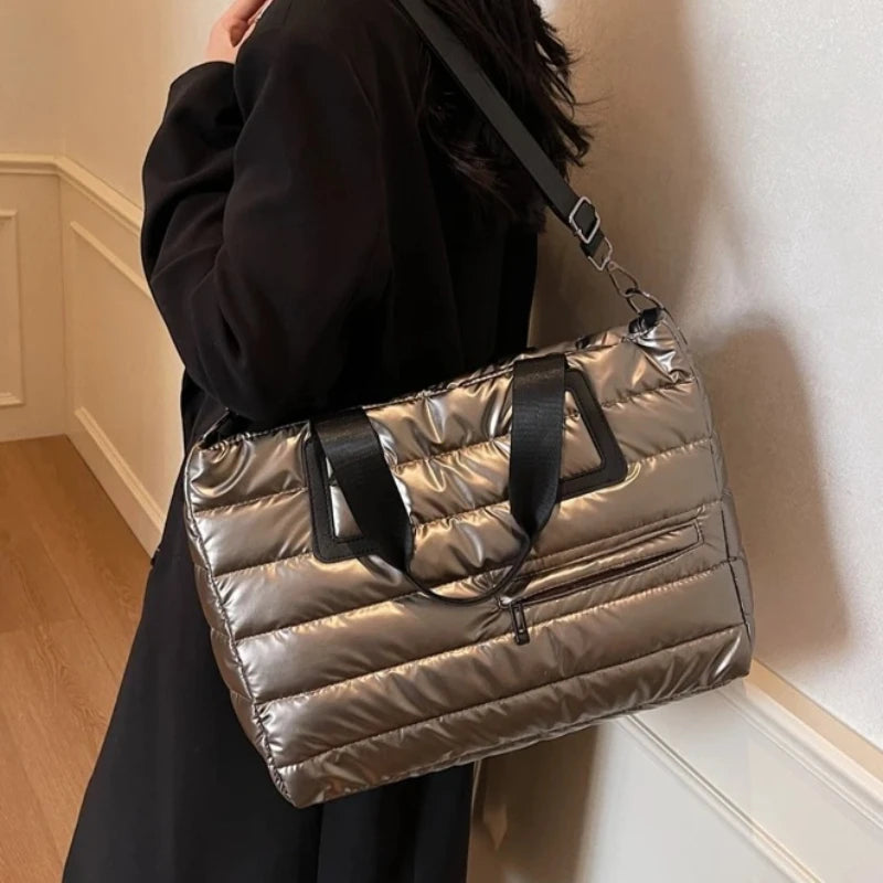Women's cotton tote bag by HSF Marketplace, versatile autumn winter handbag with spacious open design