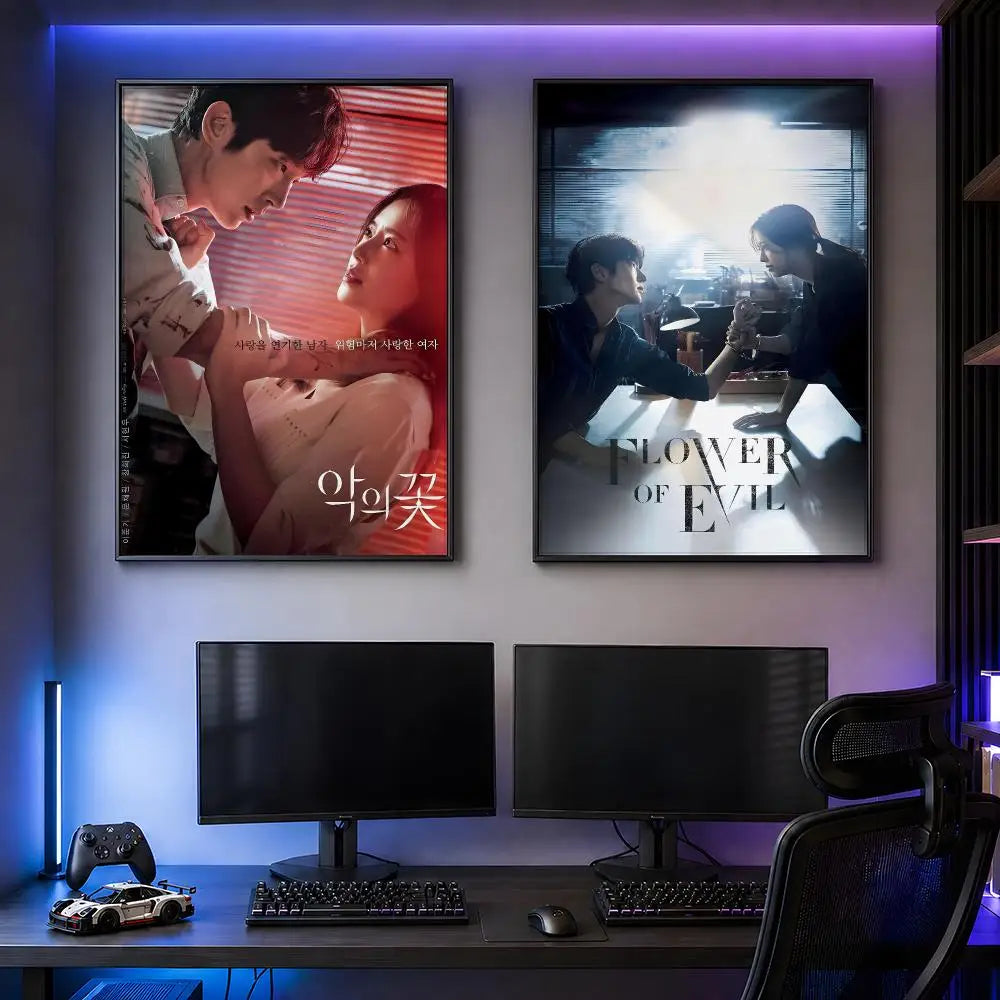 Korean thriller poster for Flower of Evil drama wall decor, featuring a dark suspenseful design
