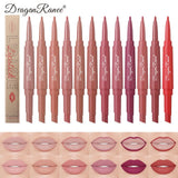 Waterproof nude matte lip liner and rose red lipstick, double-ended 2-in-1 makeup pencil by HSF Marketplace, moisturizing and long-lasting.