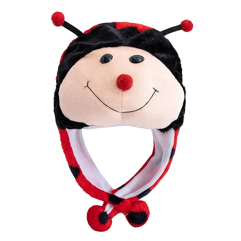 Women's plush 3D animal decorative winter hat, unisex mischievous couple cap with cute ears and soft texture