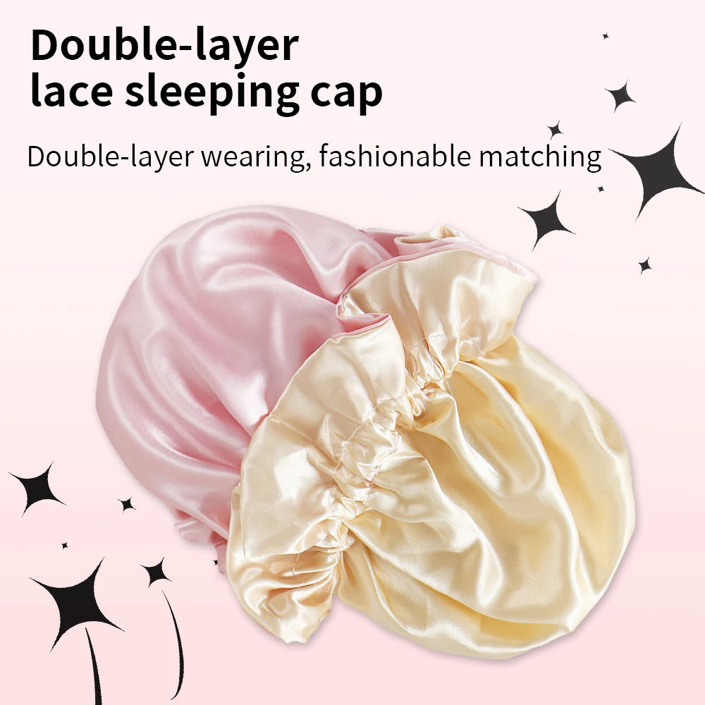 Two-tone satin reversible bonnet for sleeping and hair protection by HSF Marketplace