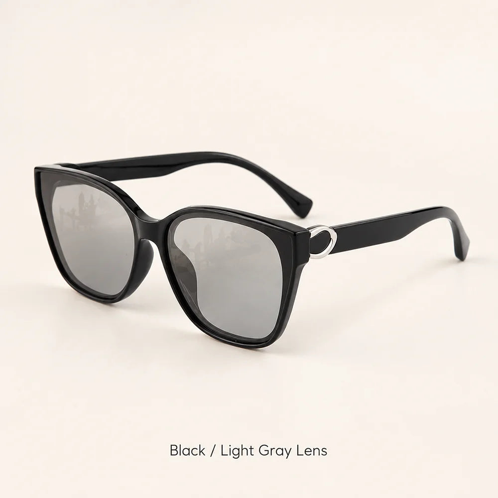 GFUIARA TR90 polarized sunglasses for women with metal ring decor, square shape, UV400 protection, anti-glare driving fashion shades