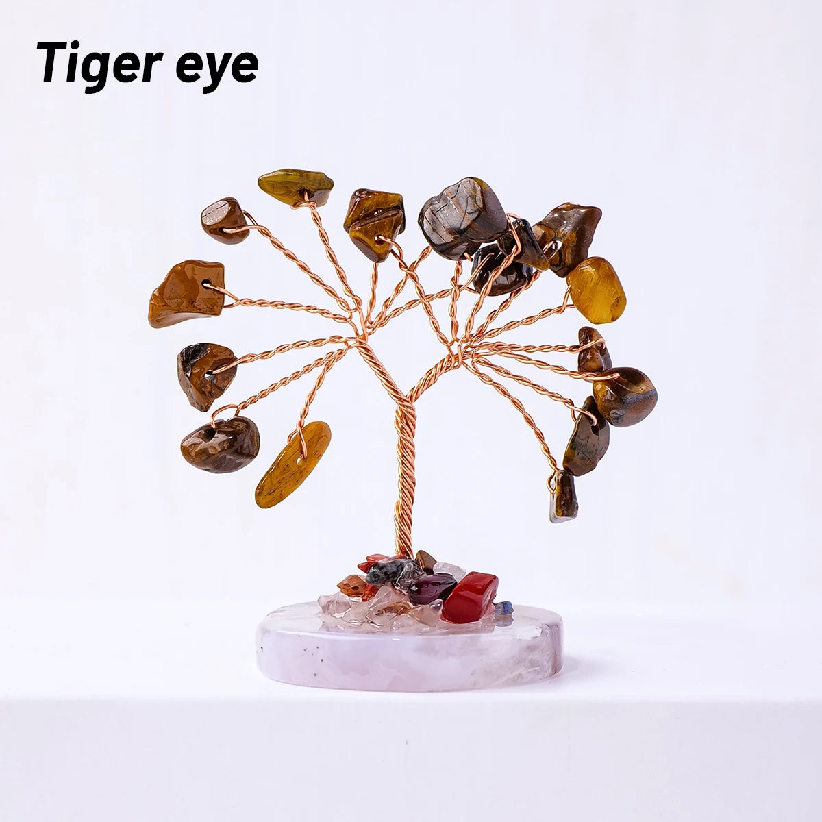 12pcs/box Natural Gemstone Crystal Chakela Lucky Tree With Agate Base Home Office Desk Living Room Crystal Decor Mini Sized Home