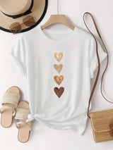Women's casual short sleeve T-shirt with heart graphic print by HSF Marketplace
