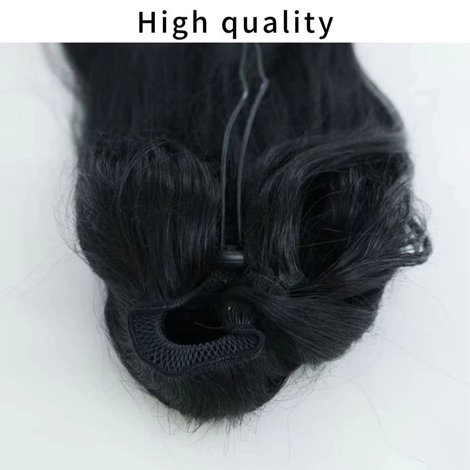 Body wave Brazilian Remy human hair drawstring clip-in ponytail in natural color, heat resistant
