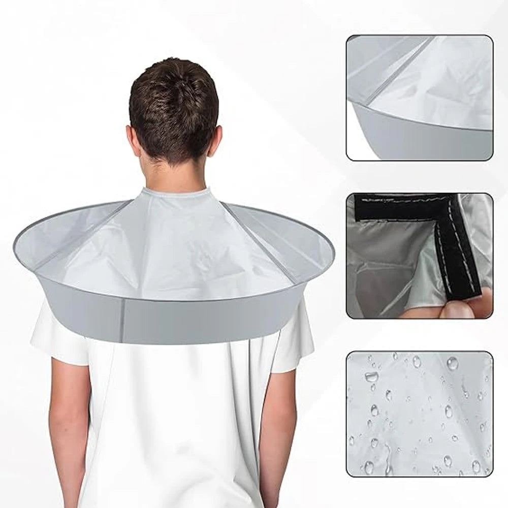 Waterproof Haircut Cape Umbrella, Portable Hair Clippings Catcher for Adults ,Reusable Hairdressing Cloak,Trimming/Coloring
