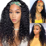 180% Afro kinky curly Brazilian human hair wig with headband, no-glue ready-to-wear style for Black women