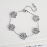 White Black Red Green Shell Five Leaf Flower Stainless Steel Ladies Bracelet Simple for Woman Party Birthday Jewelry Gift Clover