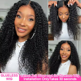 250% 4C Edges Lace Afro Kinky Curly Glueless Wig Human Hair Wear And Go Wig Curly 100% Human Hair Wigs  13x6 HD Lace On Sale