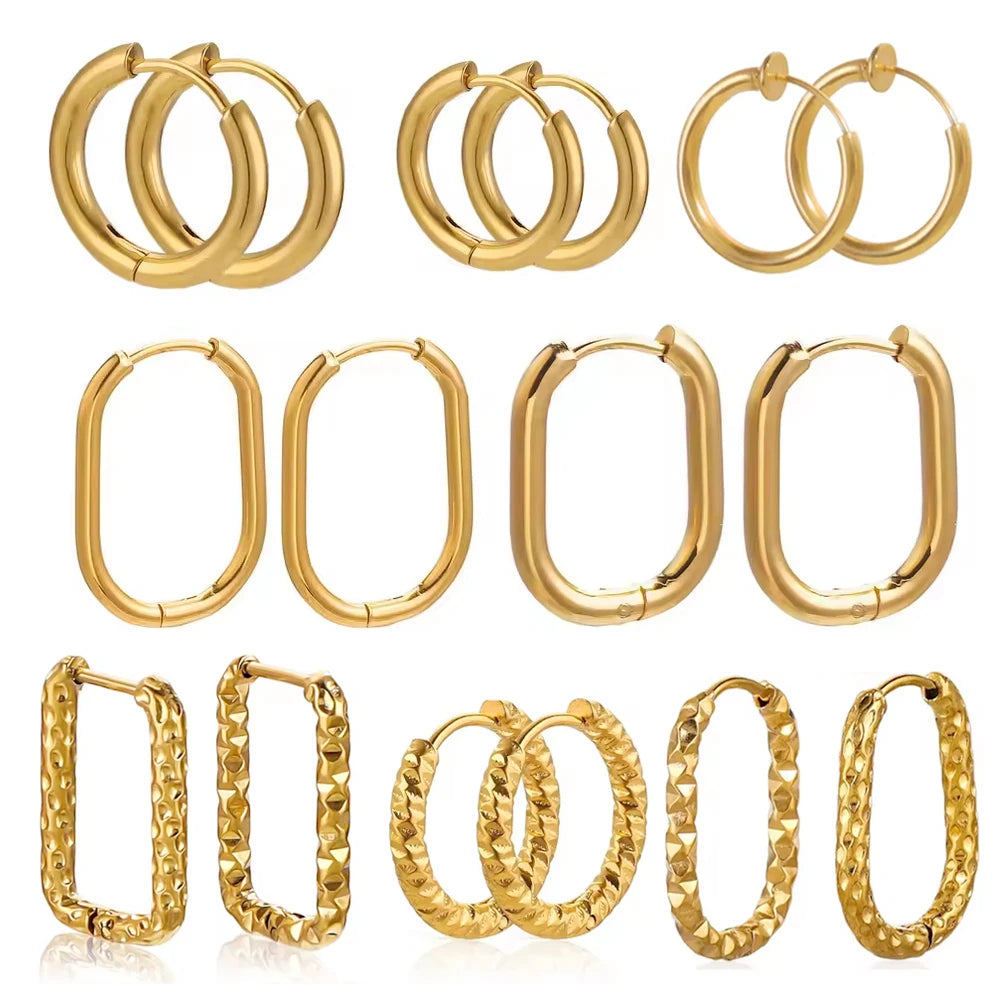 Six stainless steel textured hoop earring components for DIY jewelry making by HSF Marketplace