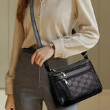 Black embossed women’s crossbody handbag by HSF Marketplace with multiple pockets and large capacity for outings and parties.