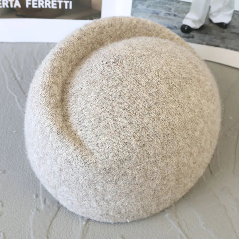 Women's warm wool blend winter beret hat in an elegant style, HSF Marketplace brand