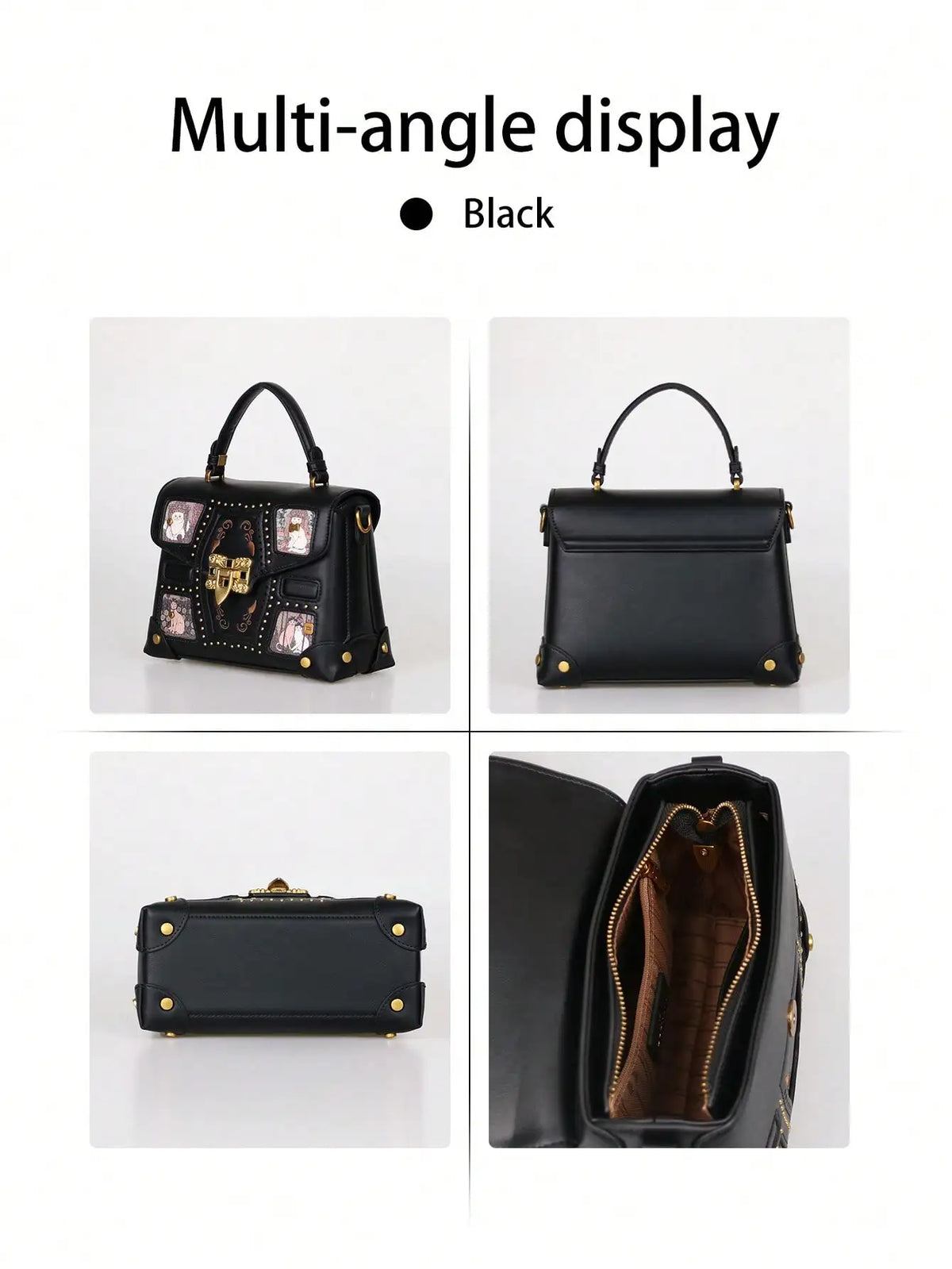 Luxury cat pattern crossbody bag for women, featuring a stylish printed design and adjustable shoulder strap