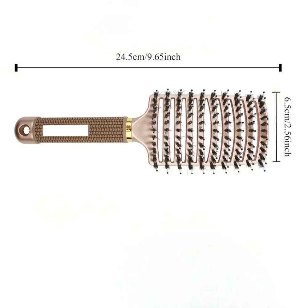 HAIRSOFLY detangling hair brush for wet curly hair with scalp massage, black ergonomic design