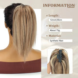 HSF Marketplace 12-inch synthetic ponytail extension with claw clip, soft heat-resistant fiber in a natural ponytail style