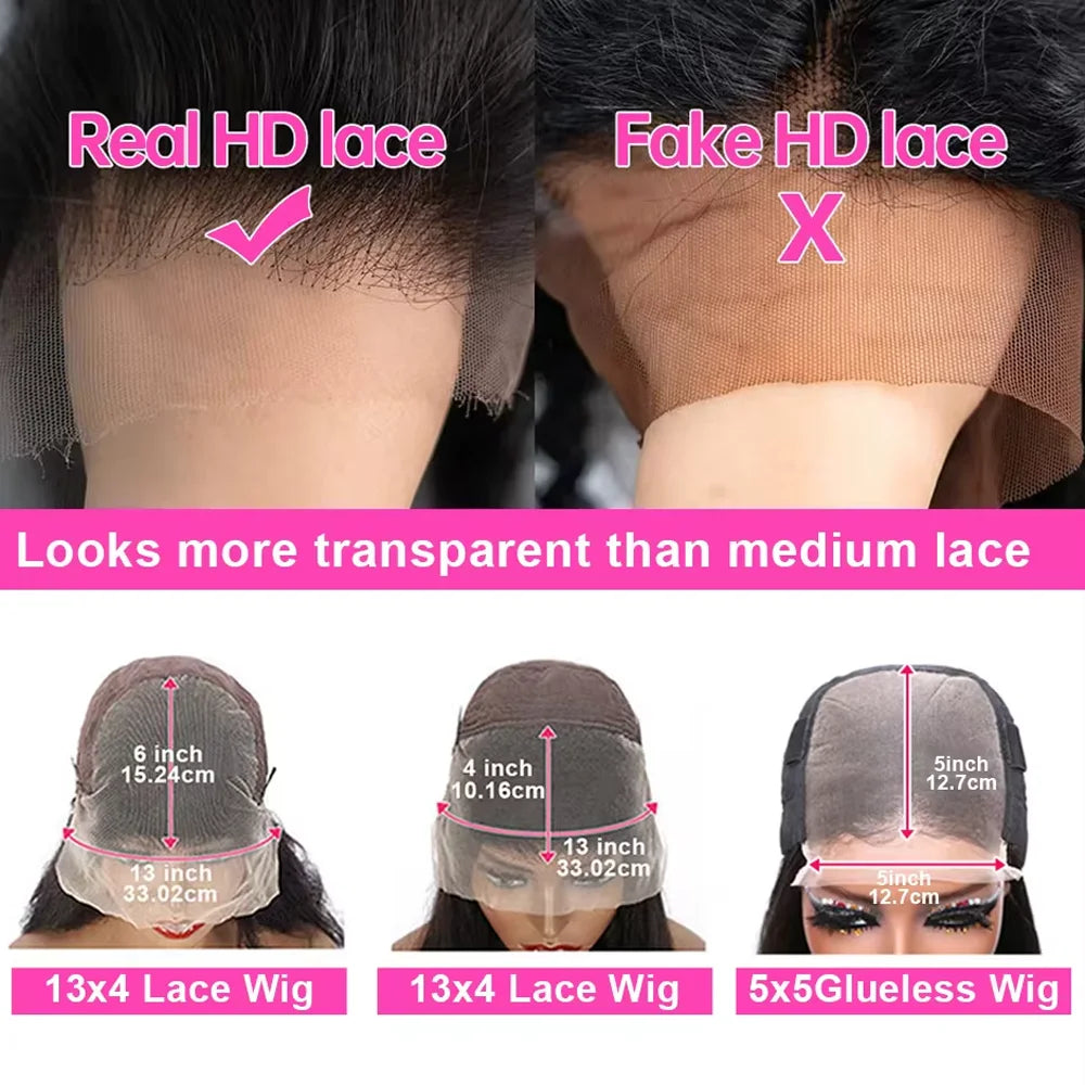 Raw Peruvian body wave human hair wig, 250% density, 40–42 inch, 13x6 HD lace front, glueless design