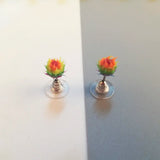 Colorful silicone ball stud earrings in 32 Japanese Korean-style patterns for girls and teens by HSF Marketplace