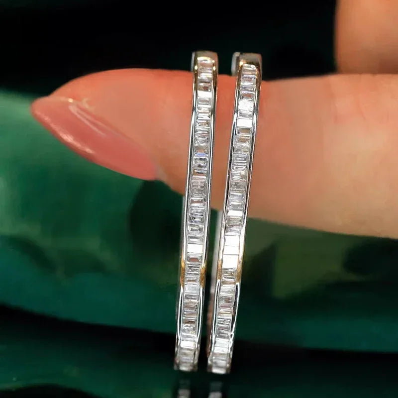 Elegant silver hoop earrings with CZ stones for women, HSF Marketplace jewelry