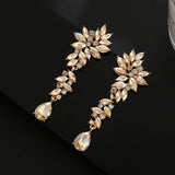 Champagne crystal drop earrings by HSF Marketplace, elegant bridal jewelry with sparkling teardrop stones