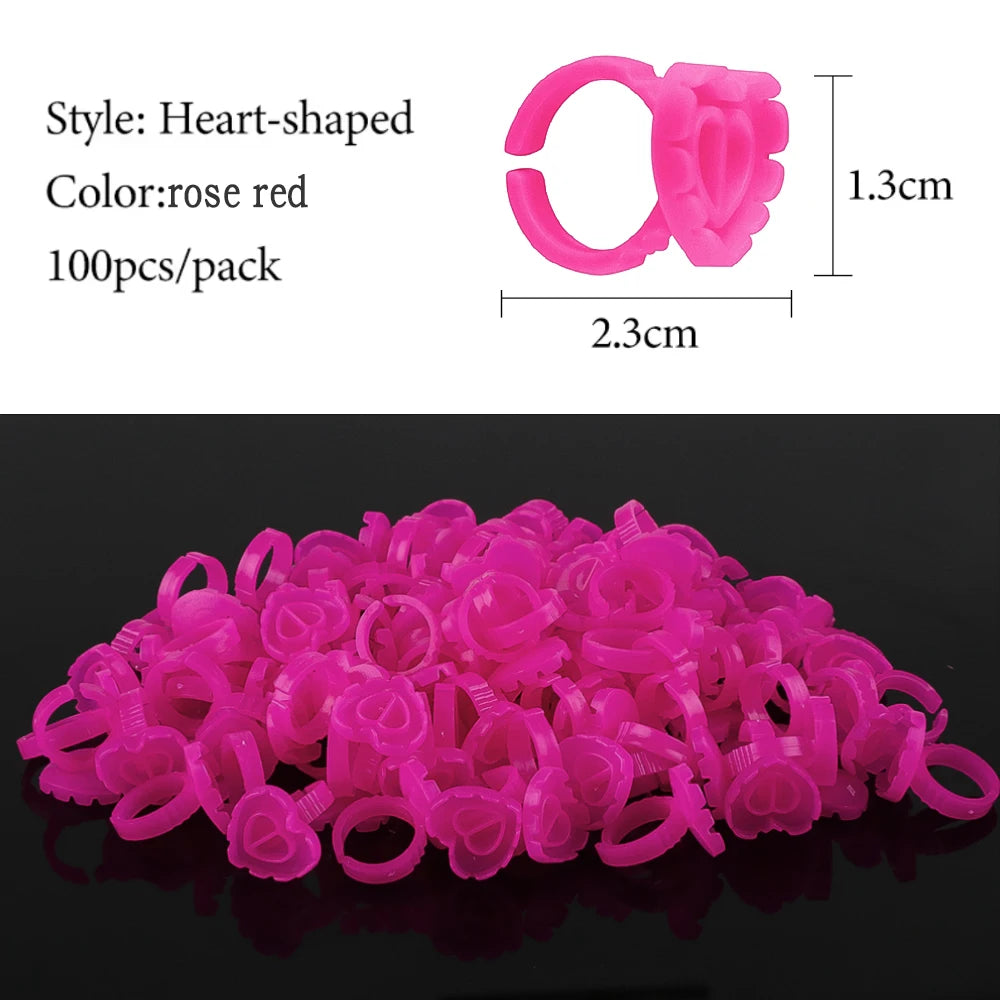 100PCS Disposable Glue Rings Eyelash Extension/Nail Art/Tattoo Blossom Smart Cup Extension Supplies Tools