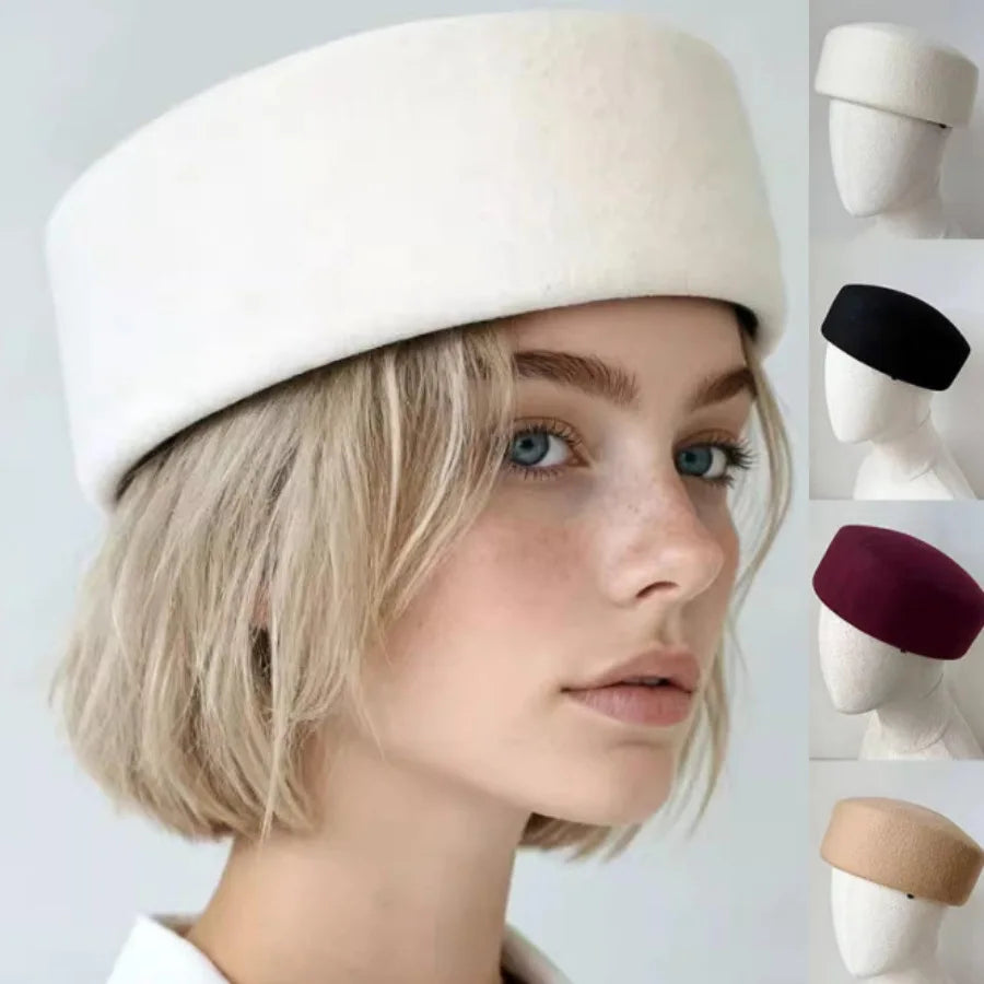 Women's wool felt vintage fedora pillbox hat by HSF Marketplace, elegant structured design