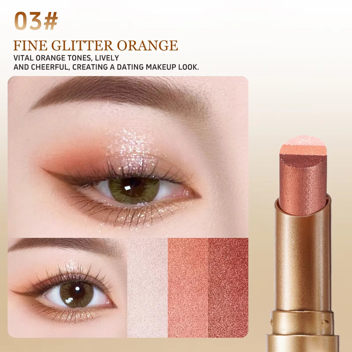 Three-color eyeshadow stick makeup pencil, blendable and waterproof, HSF Marketplace, 3.5g each