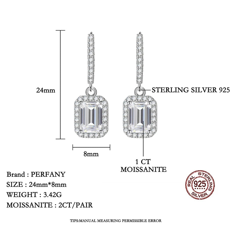 Emerald cut moissanite earrings in S925 silver by HSF Marketplace