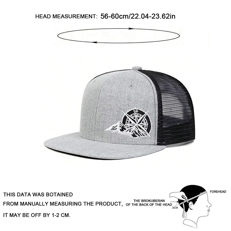 Unisex compass embroidery adjustable hip-hop baseball cap by HSF Marketplace, black women's hat