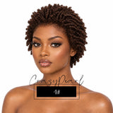 Chocolate brown short pixie cut dreadlocks wig with lace frontal, faux locs, Afro twists, human hair, HSF Marketplace.