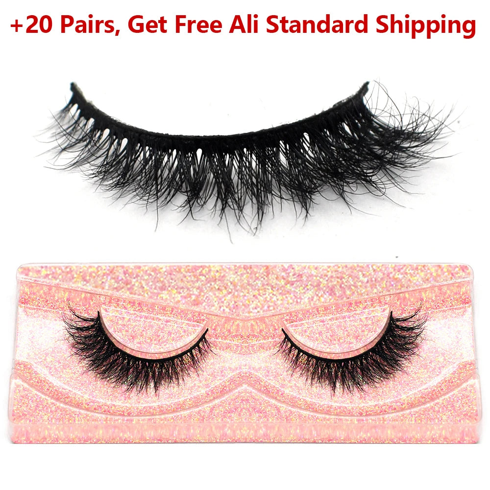 3D real mink false eyelashes, fluffy wispy short clusters by HSF Marketplace