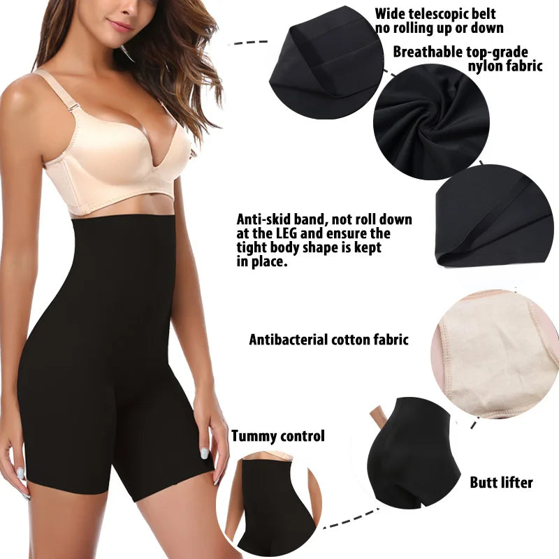 HSF Marketplace high waist power shorts body shaper in lightweight cotton blend for women