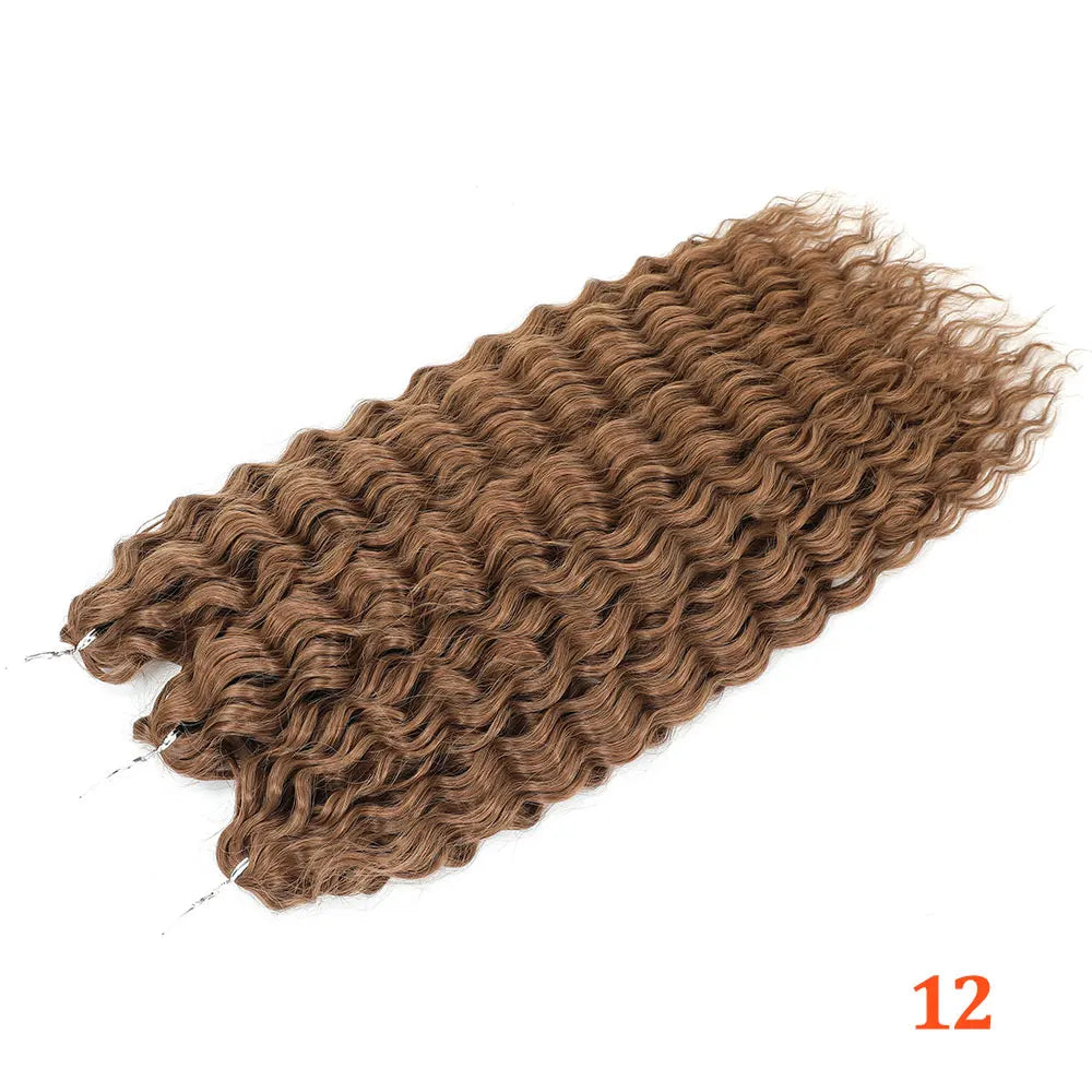 Deep Wave Braiding Hair Extension Natural Synthetic African Afro Hair Water Twist Crochet Braids Hair 22inch 3Ps/Lot #1B#4#6