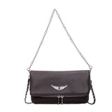 Small square women's crossbody bag by HSF Marketplace with retro chain design and compact structured silhouette