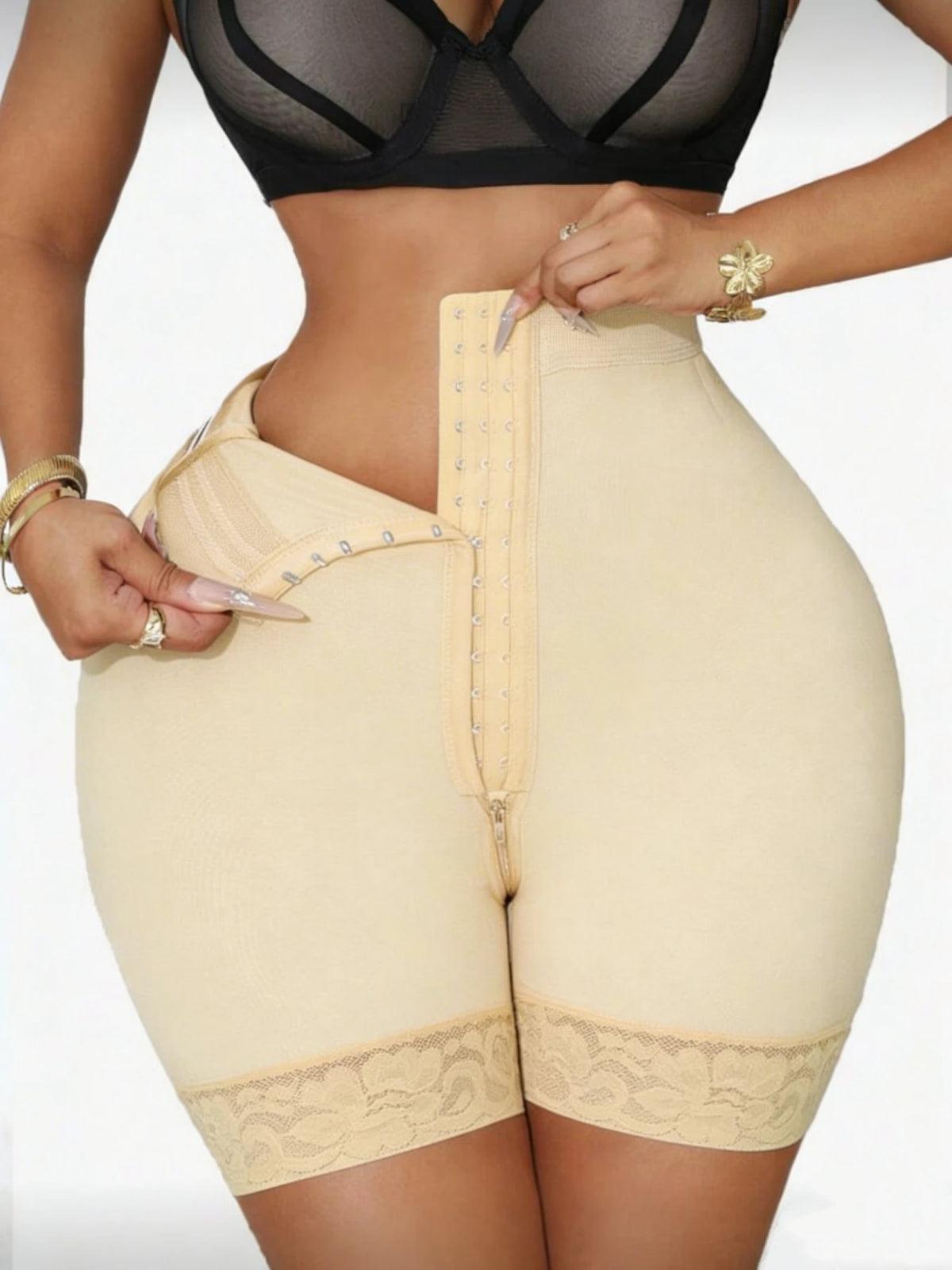 Women's high-waisted tummy control shapewear fajas body shaper shorts with butt-lifting fit