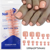 HSF Marketplace pink French tip press-on toenails, square short false toe nails set with glossy finish, 120 pieces