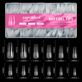 HSF Marketplace short almond soft gel false nail tips, full cover press-on nails for salon and home use