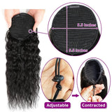 Water wave Brazilian human hair drawstring ponytail extension with corn wave texture for women