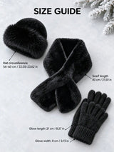 HSF Marketplace winter plush warm hat, scarf, and gloves set for outdoor use