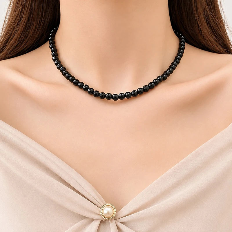 Elegant white pearl choker necklace by HSF Marketplace for women and men