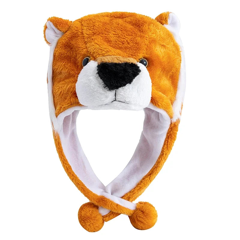 Women's HSF Marketplace plush 3D animal style winter hat with a funny decorative design