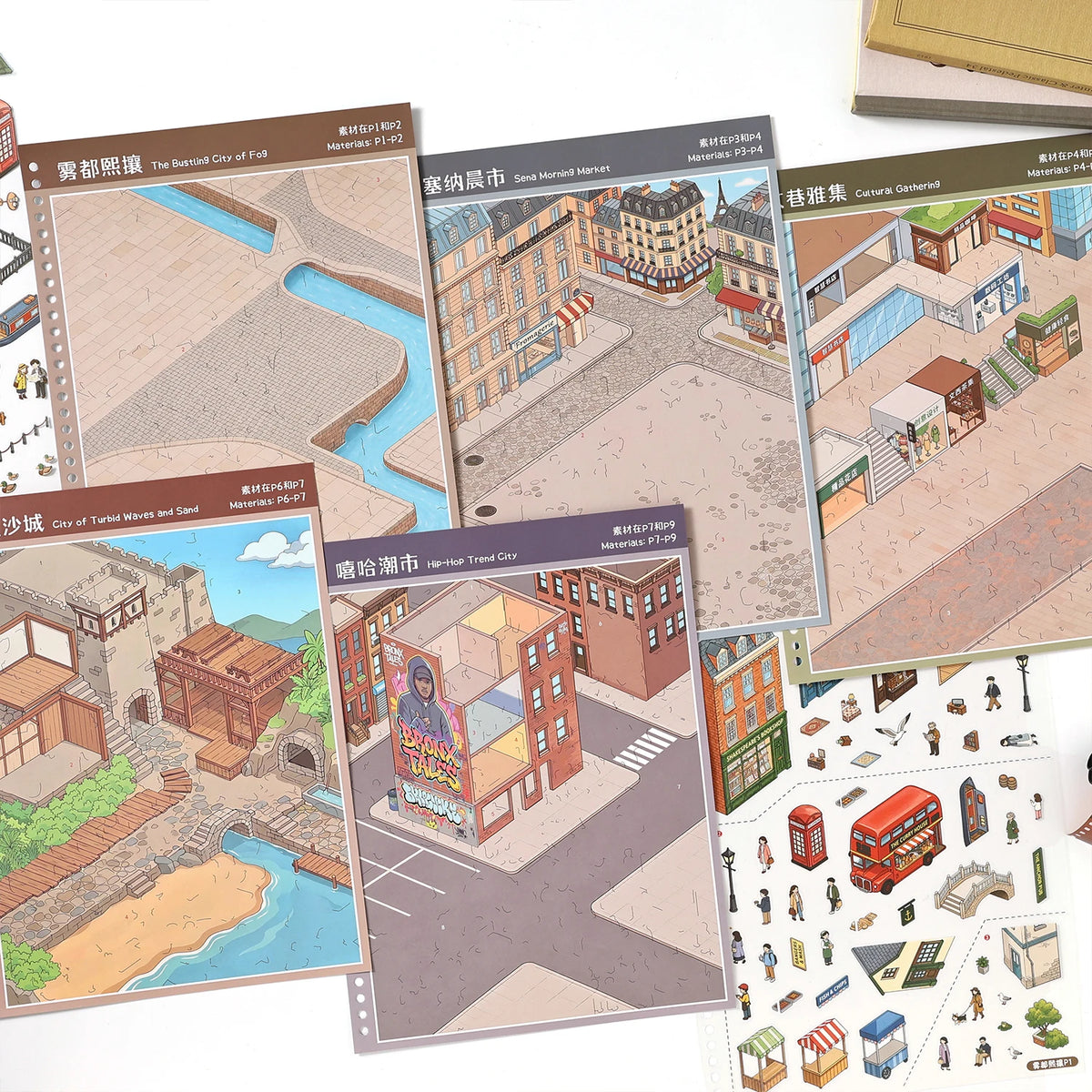 Kawaii 3D street view miniature scene sticker book for DIY fun by HSF Marketplace