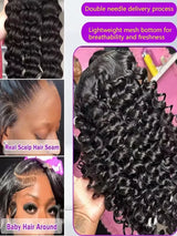 40 Inch Deep Wave Frontal Human Hair Wig 13x6 13x4 HD Transparent Lace Wigs For Women 220 Density Pre Plucked Curly Front Wigs