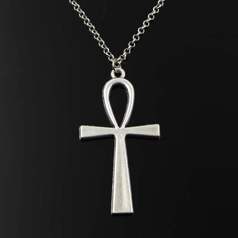 Antique silver Egyptian ankh pendant necklace for women by HSF Marketplace