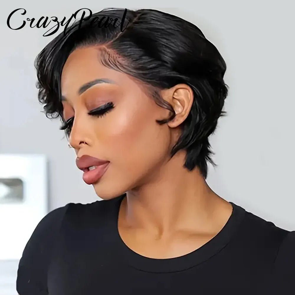 Short Lace Front Pixie Cut Wig Human Hair 13X4 Lace Frontal Wigs Natural Color Pixie Cut Wig Pre Plucked BOB Wig Human Hair